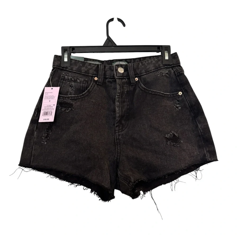 Wild Fable Black Jean Shorts Distressed Style
